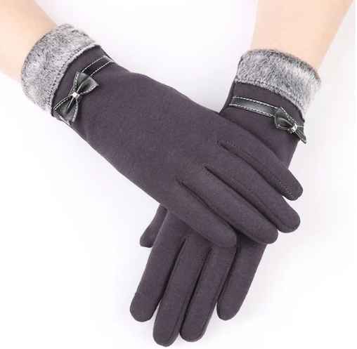 Elise women's cashmere-lined cotton gloves, elegant one-size design with refined winter warmth