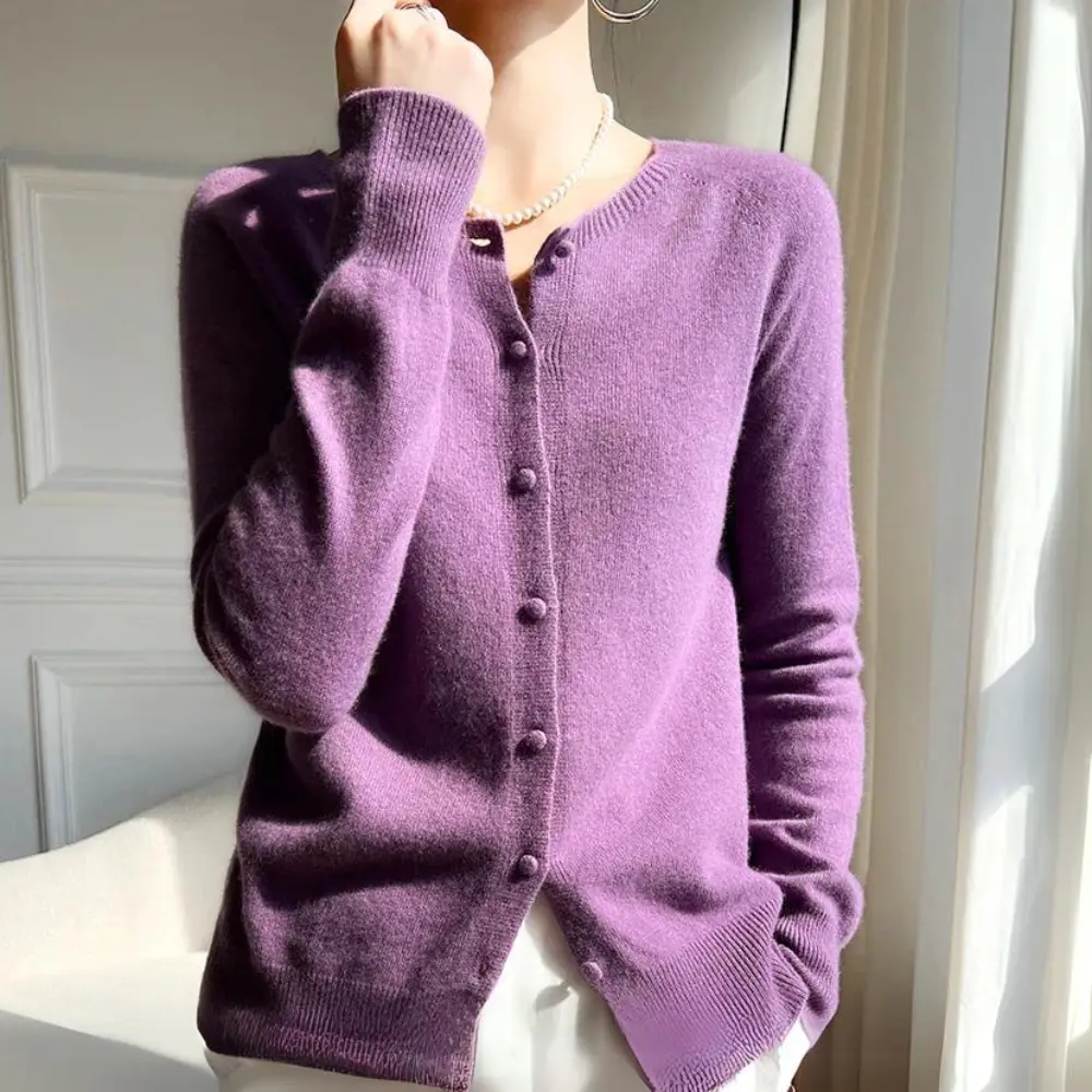 Eliza pastel women's 100% wool cardigan cozy soft luxury layering versatile everyday chic essential