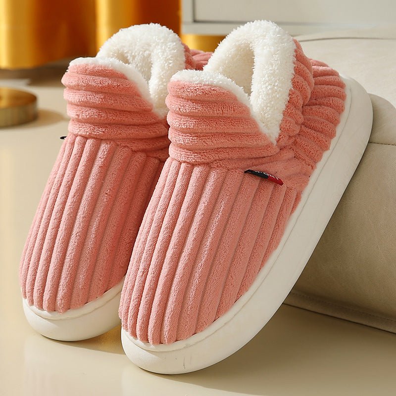 Elke cozy plush corduroy slippers non-slip PVC sole warm indoor house footwear