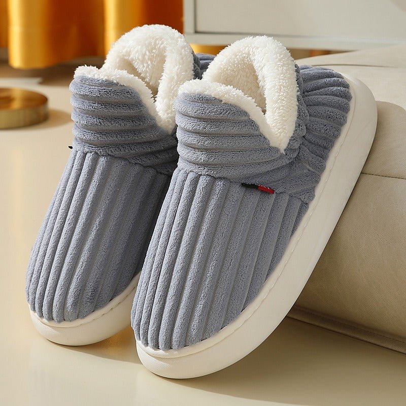 Elke cozy plush corduroy house slippers with non-slip PVC sole for women home comfort