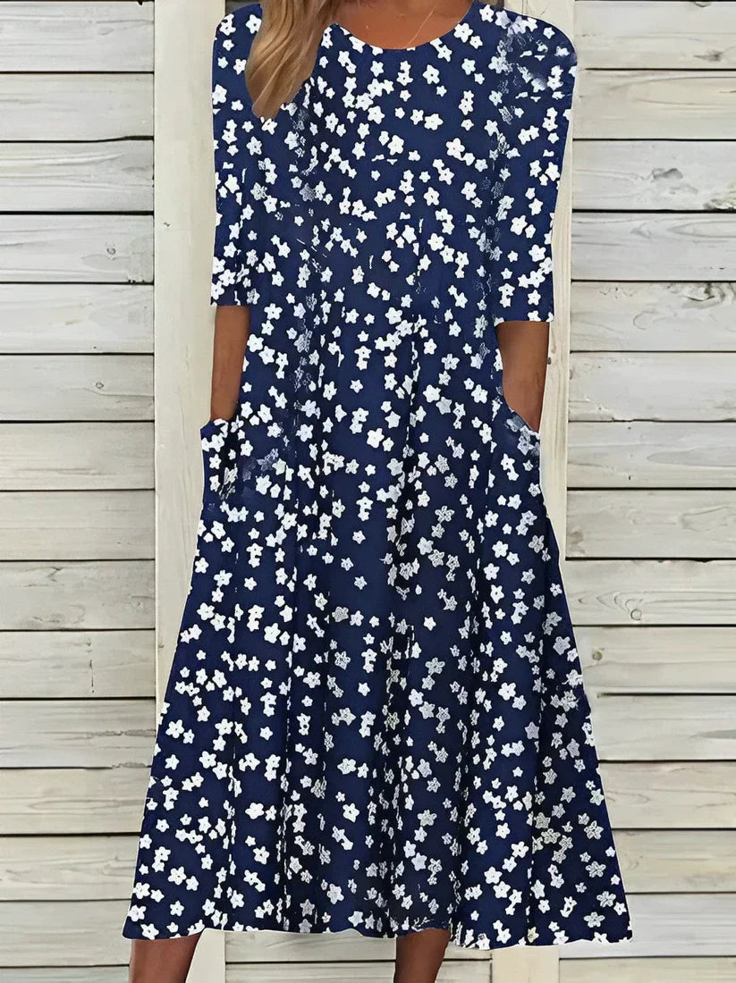 Elle&Vire women's floral dress lightweight romantic fit with elegant drape for summer occasions
