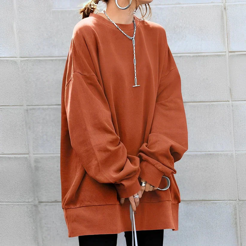 Women's oversized cozy knit sweater relaxed fit casual pullover with drop-shoulder silhouette