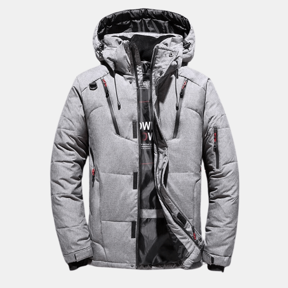 Men's Elmer insulated hooded jacket black thick lining adjustable hood extreme cold weather warmth