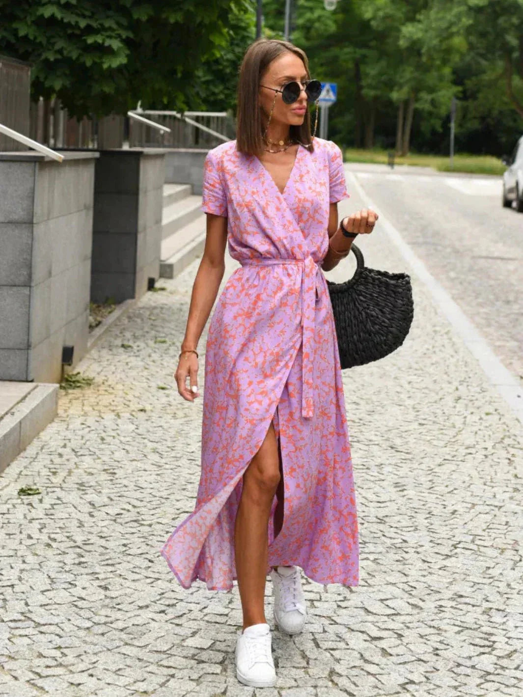 Elegant midi dress V-neck tummy-covering regular fit in solid color for special occasions