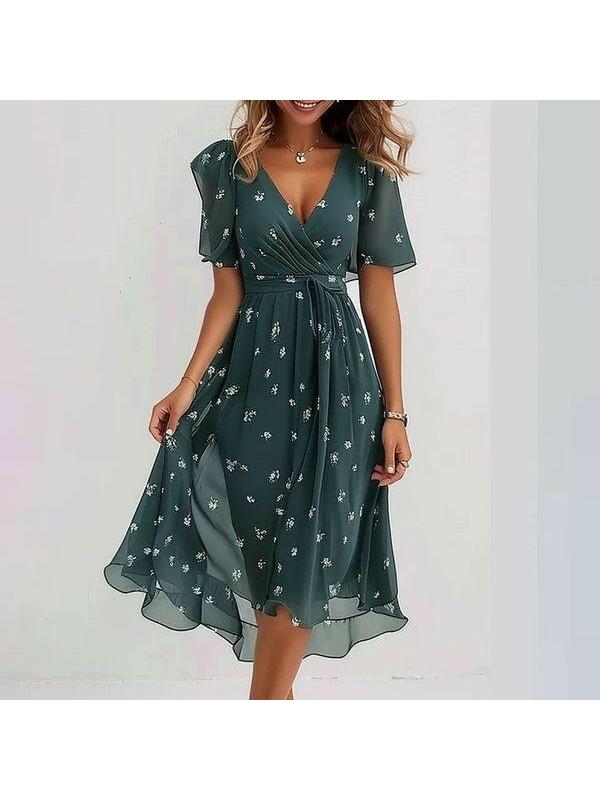 Elvira vibrant printed chiffon summer dress women flowing silhouette bold colorful pattern