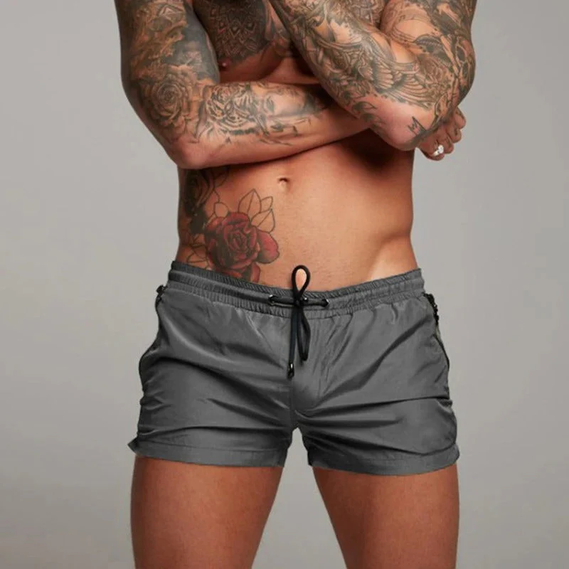 Enzo navy blue athletic swim shorts with drawstring waist and zip pockets quick-dry fabric