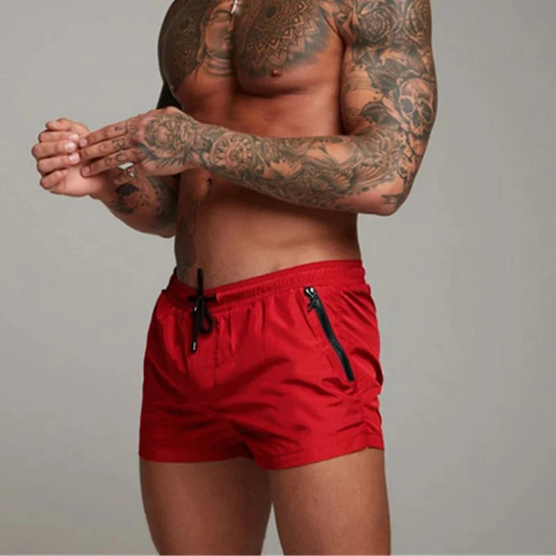 Enzo navy blue athletic swim shorts with drawstring waist and zip pockets quick-dry fabric