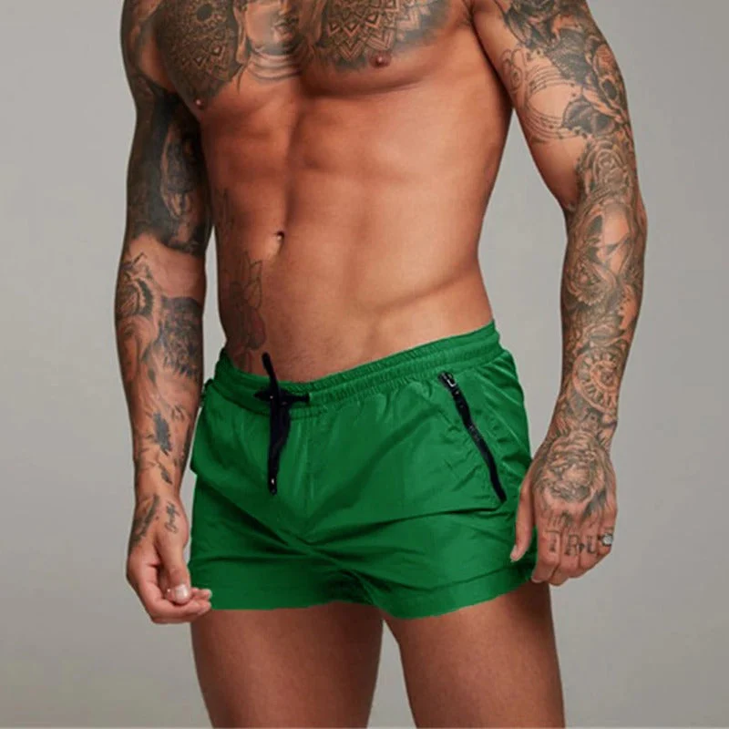 Enzo navy blue athletic swim shorts with drawstring waist and zip pockets quick-dry fabric