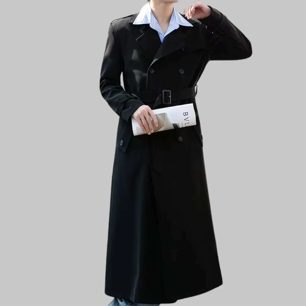 Ethan double breasted trench coat smart casual turn-down collar versatile spring autumn outerwear