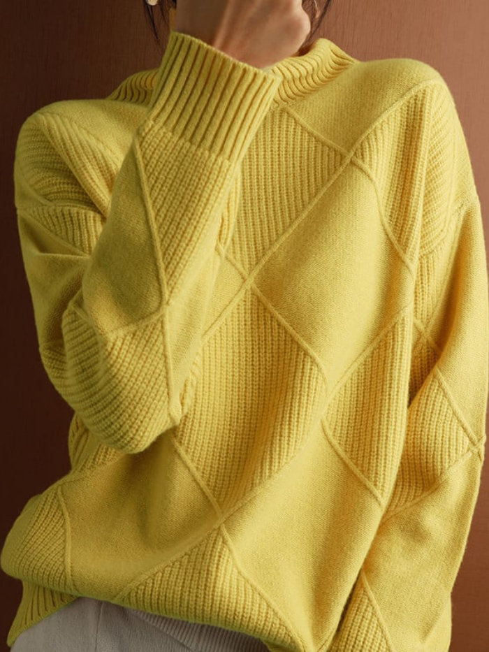 Women's soft knit turtleneck pullover sweater cozy winter essential with classic elegant neckline