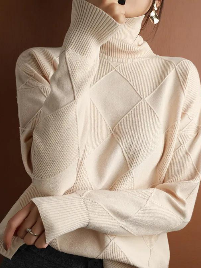 Women's soft knit turtleneck pullover sweater cozy winter essential in premium quality fabric