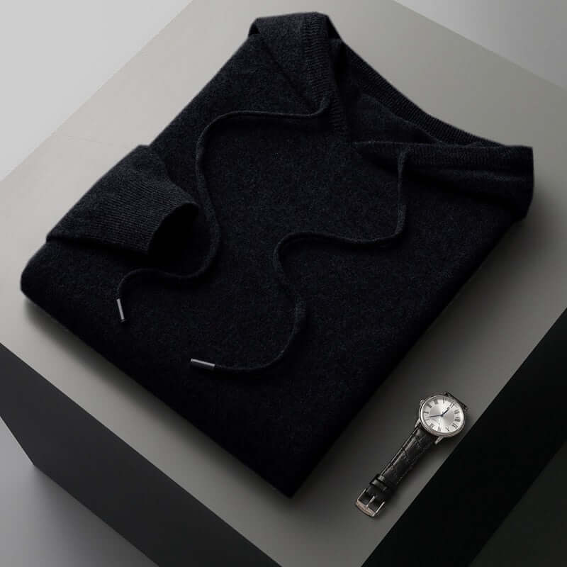 Men's soft knit pullover hoodie warm cozy everyday casual wear premium comfort long sleeves
