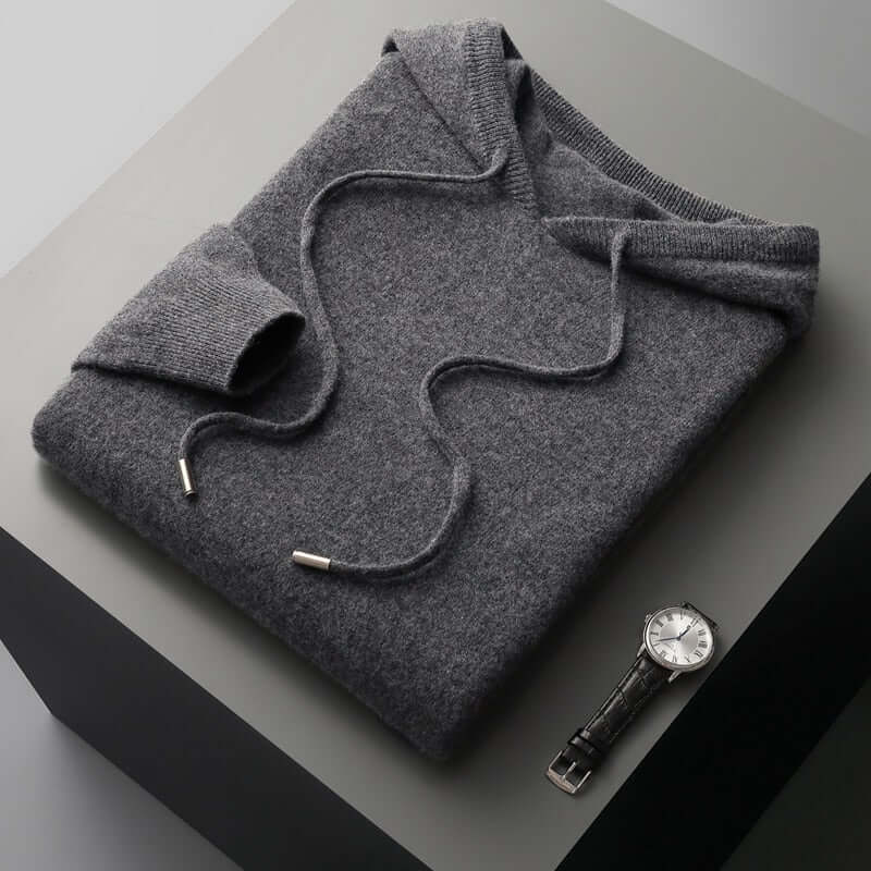 Men's soft knit pullover hoodie warm cozy everyday casual wear with long sleeves premium comfort