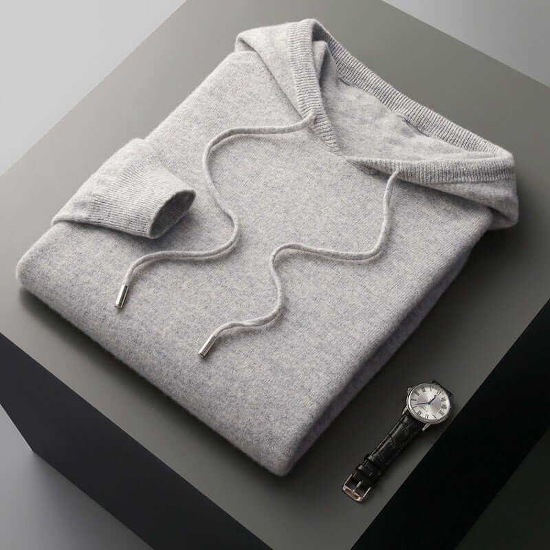 Men's soft knit pullover hoodie in cozy warm fabric, perfect for everyday casual layering