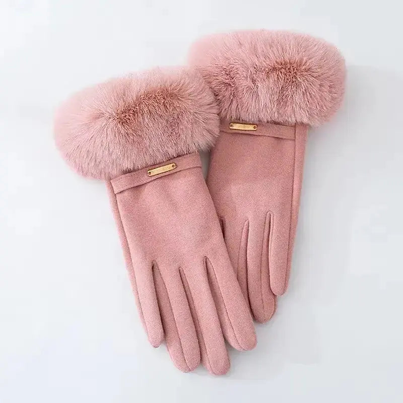 Chloe Luxe faux mink fur gloves with warm fleece lining, touchscreen compatible winter style