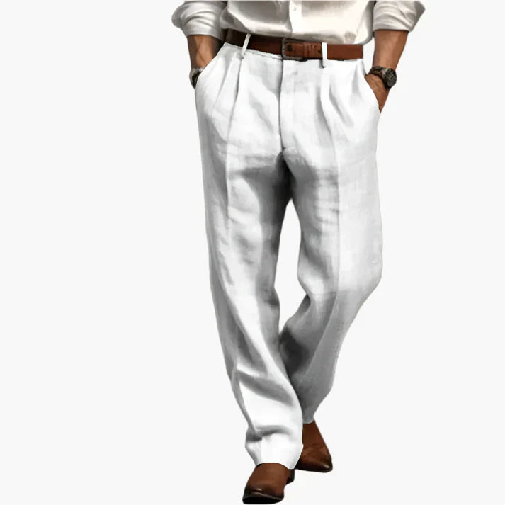 Men's retro pleated straight-cut dress pants classic professional tailored trousers with elegant drape