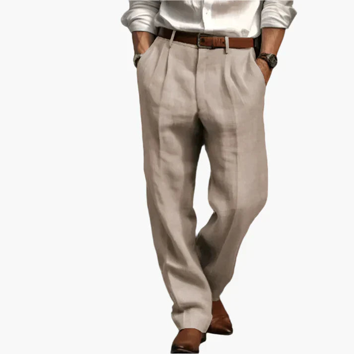 Men's retro pleated straight-cut dress pants classic professional trousers with elegant front pleats