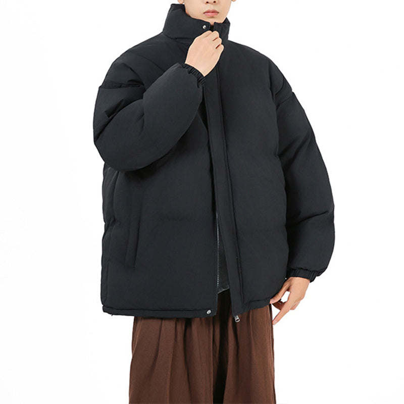 Unisex oversized winter jacket stand-up collar cozy warm streetwear cold days neutral minimalist fit