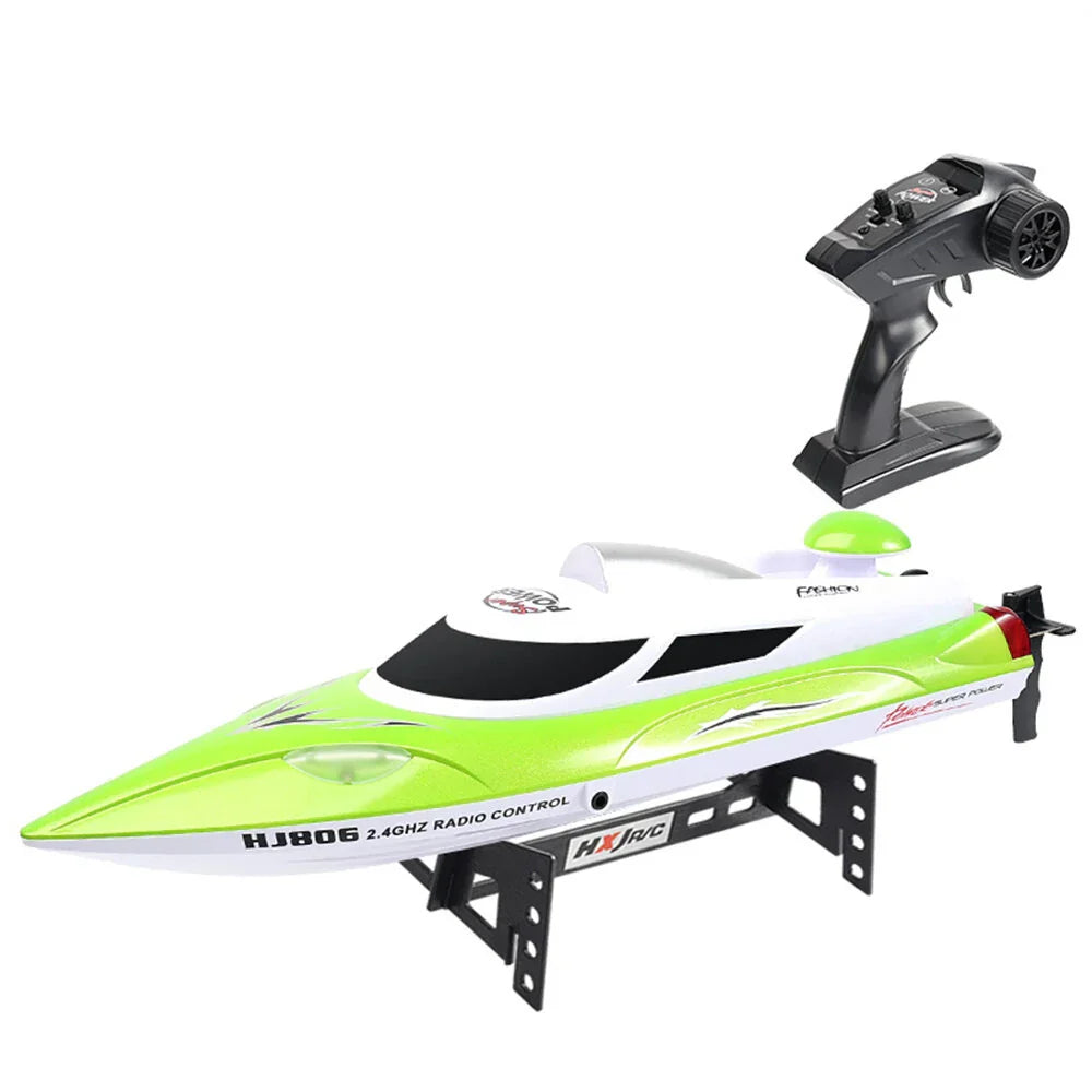RC speedboat with LED lights waterproof hull reaching 35kmh speed for lakes and pools