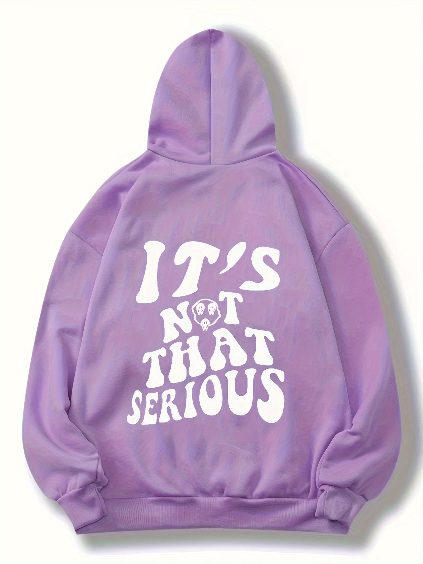 Women's relaxed fit hoodie with "It's Not That Serious" slogan, cozy loose silhouette for everyday wear