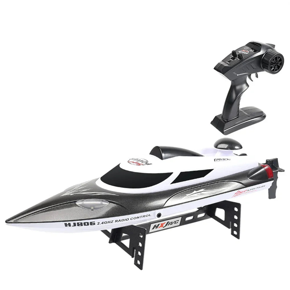 RC speedboat with LED lights waterproof hull reaching 35kmh speed for lakes and pools