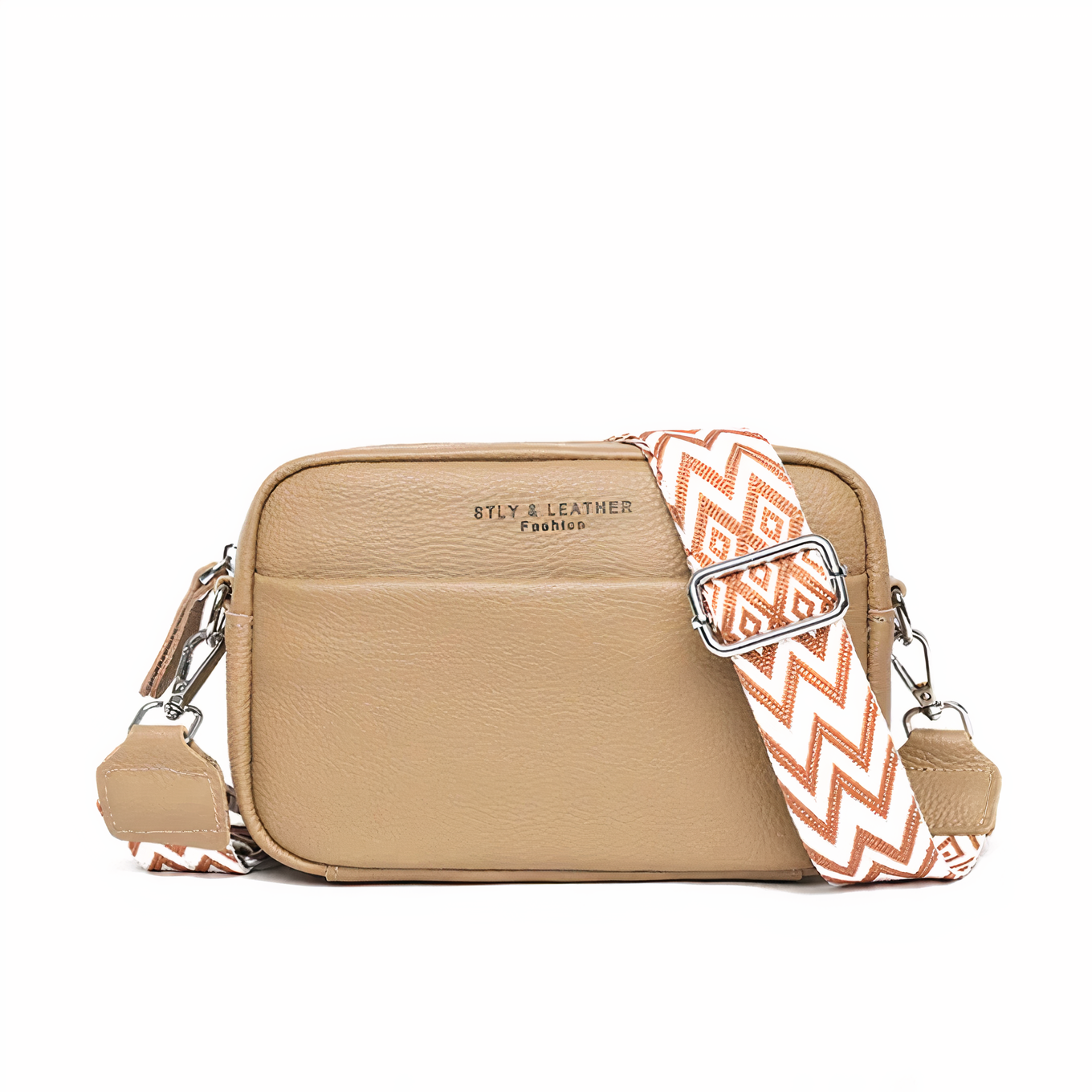 Reina crossbody shoulder bag tan leather adjustable strap elegant everyday size