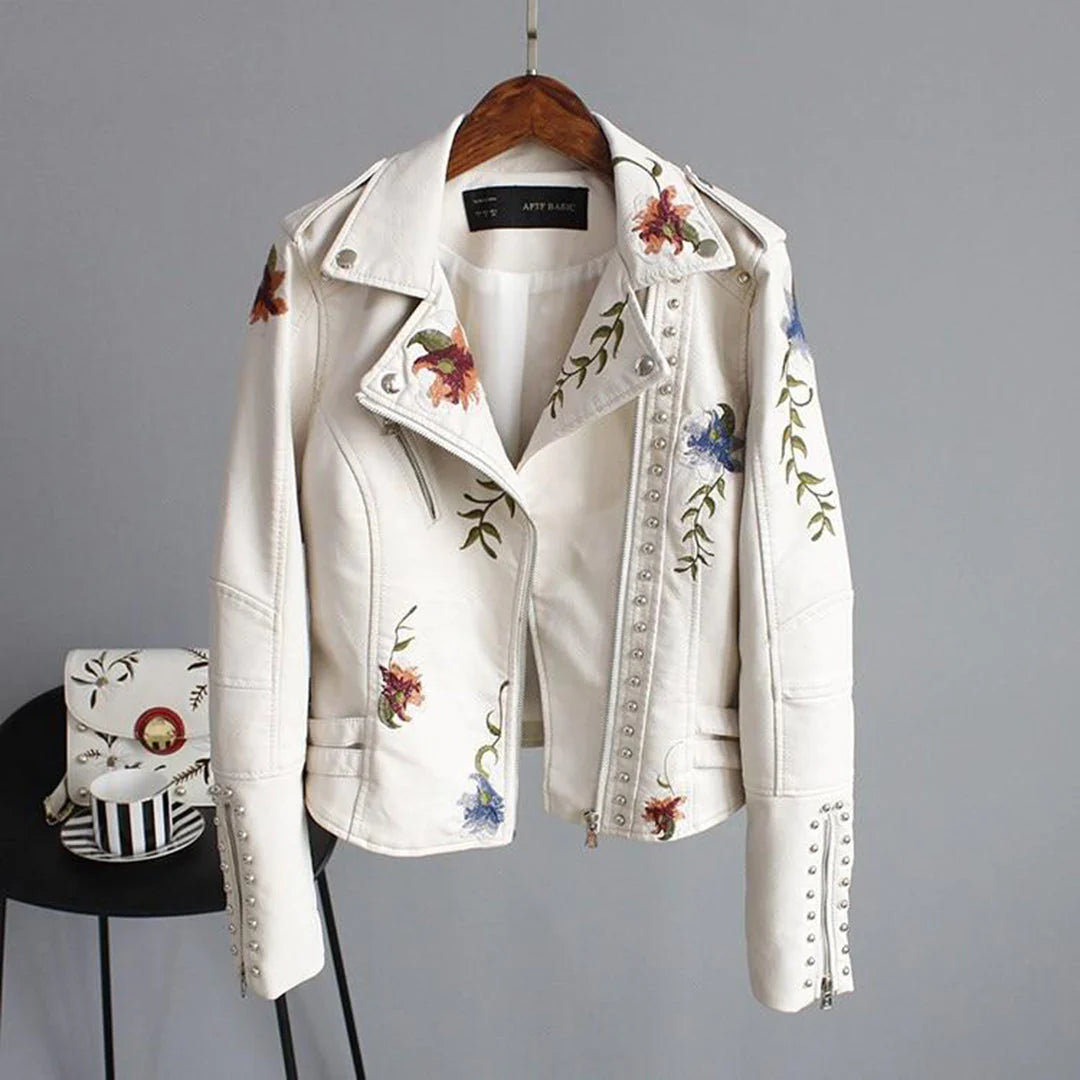 Women's lightweight floral jacket by Alison, feminine cut for transitional weather, soft floral pattern