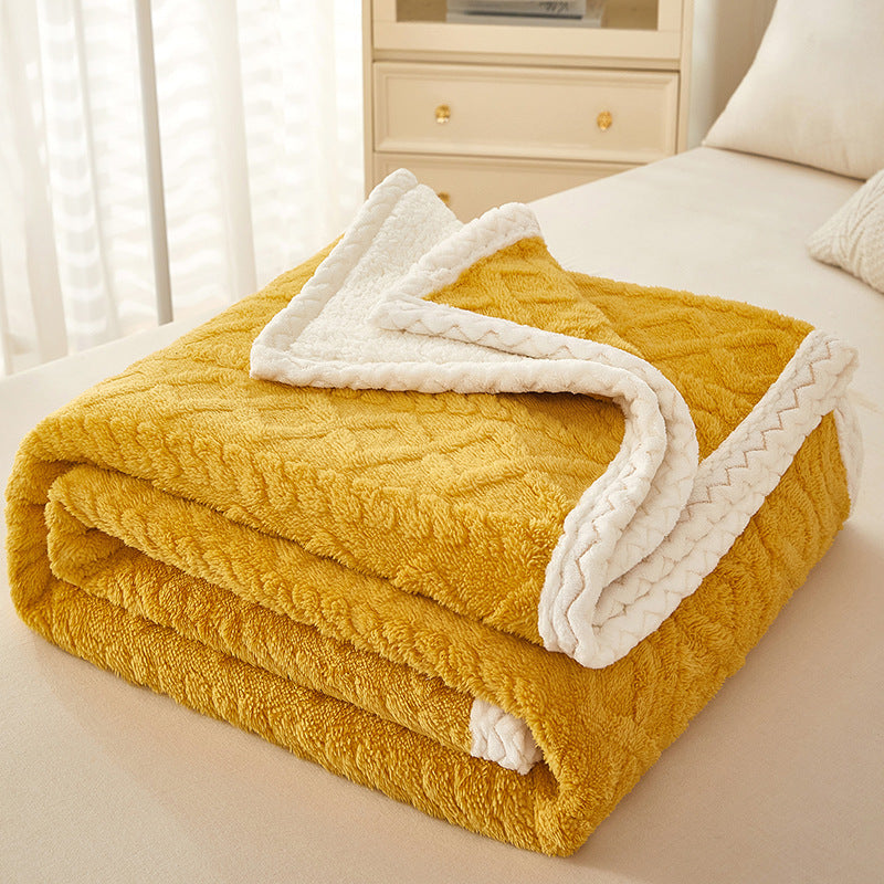 Reversible sherpa fleece throw blanket dual-texture plush design for cozy home warmth