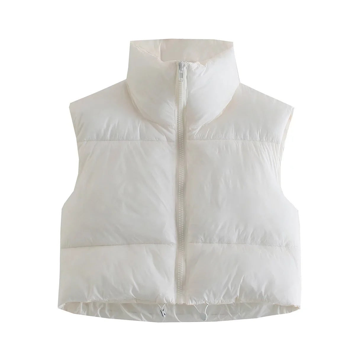 Women's lightweight sleeveless puffer vest, stand collar British-inspired style, urban winter warmth
