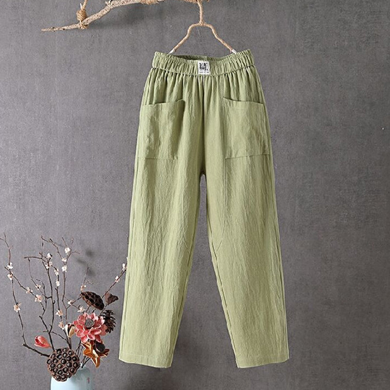 Casual loose unisex pants solid color cotton blend with pockets lightweight spring summer everyday wear