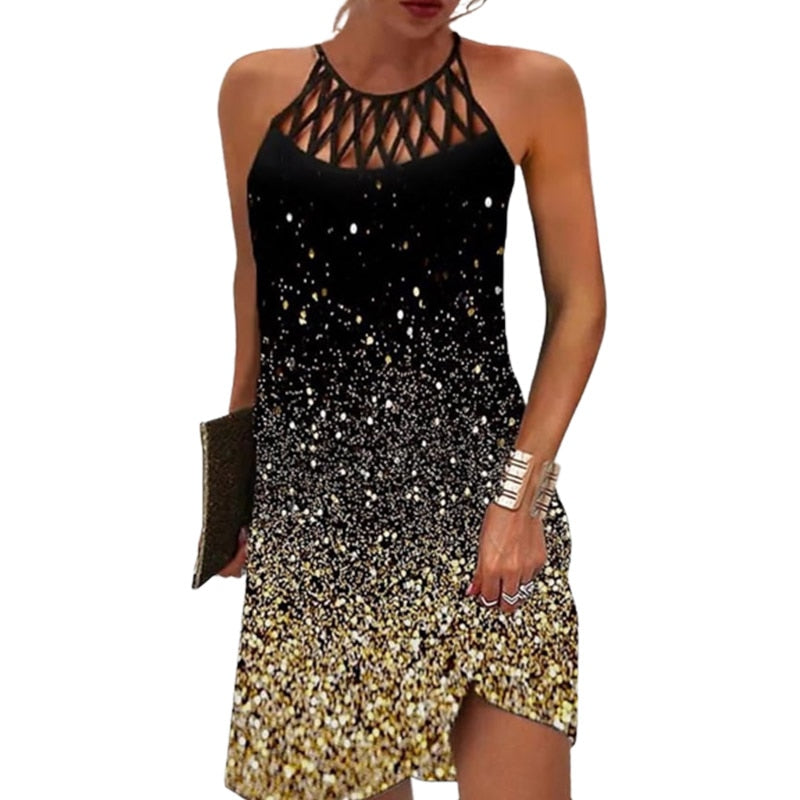 Women's elegant printed dress comfort fit versatile chic modern style refined pattern design