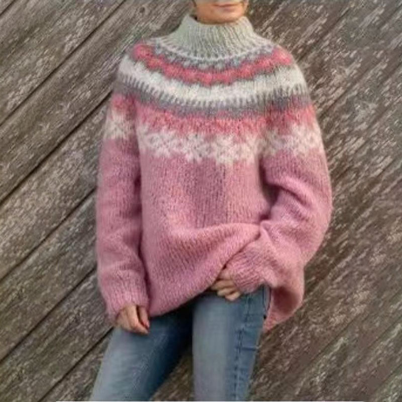 Women's casual thickened sweater solid color stretchy knit retro silhouette for autumn winter