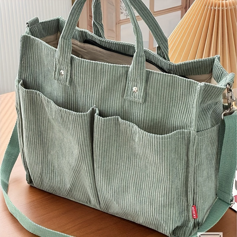 Women's multipurpose tote shoulder bag with adjustable strap and multiple pockets for work and daily use
