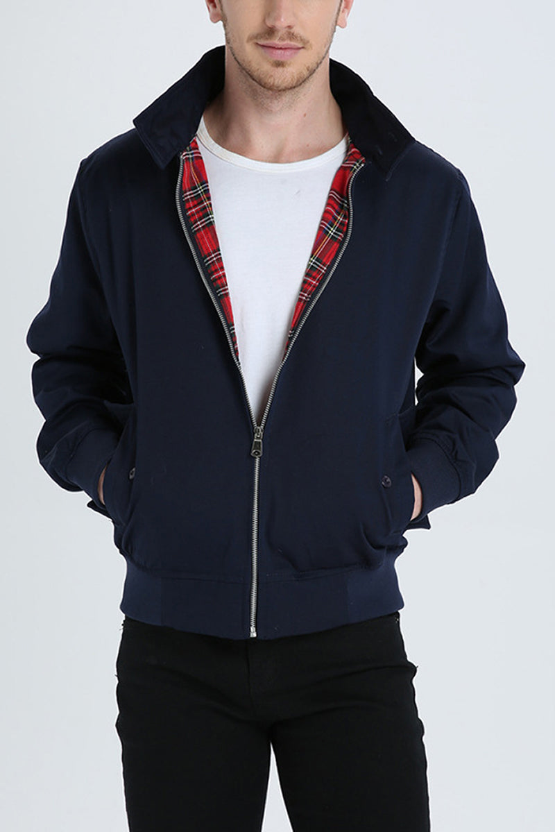 Men's short zip-up jacket lightweight casual urban style with classic collar and clean silhouette