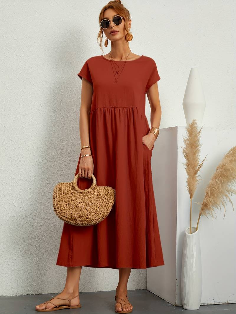 Women's Emily crew neck dress timeless summer style easy care comfort spring wardrobe essential