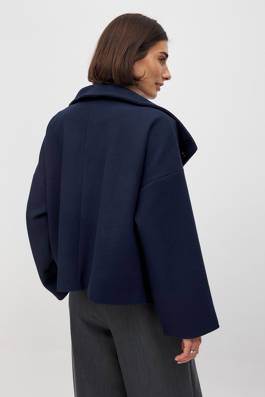 Women's double-breasted jacket wide collar chic structured silhouette for everyday comfort
