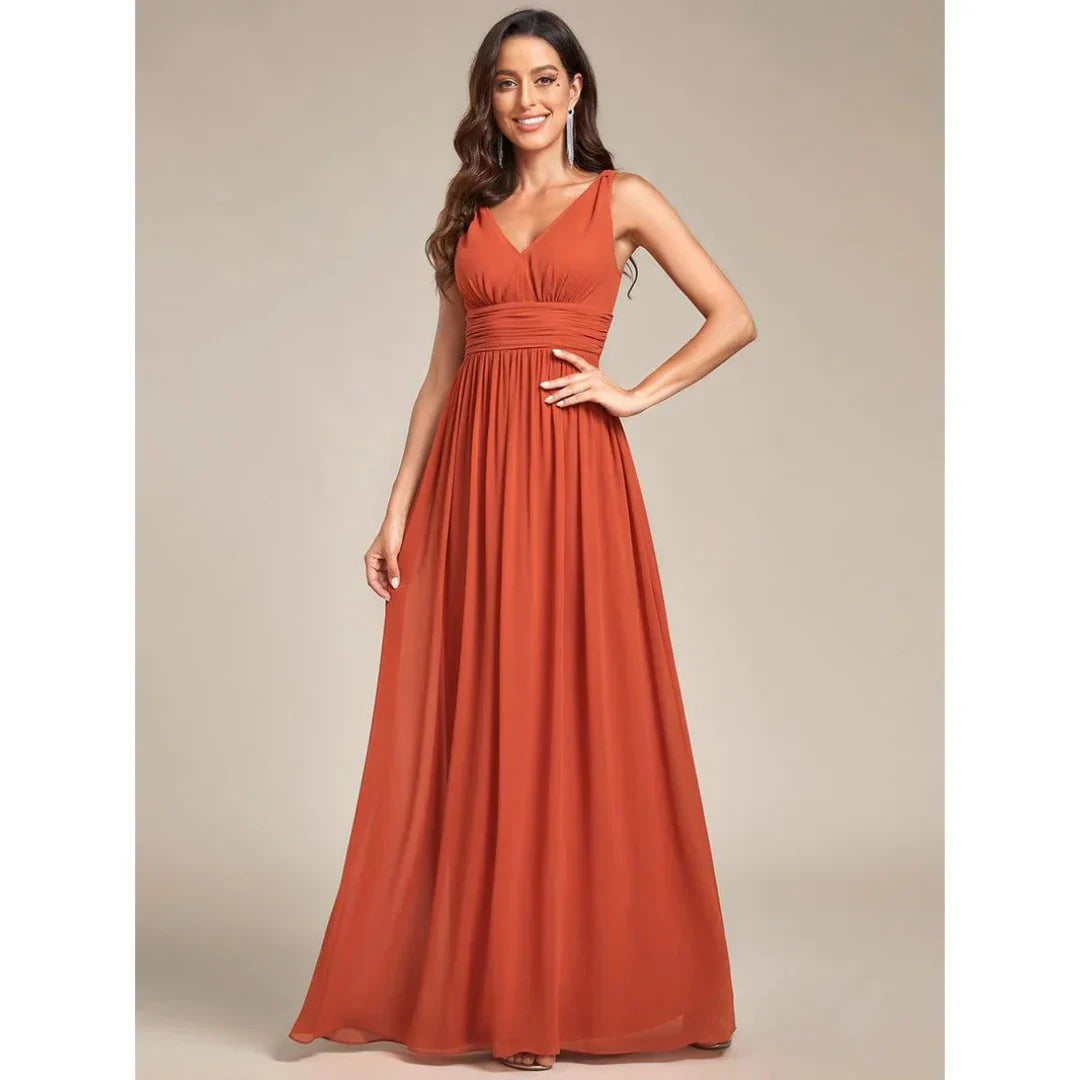 Zahraa black sleeveless maxi dress with elegant V-neckline, timeless chic silhouette for all occasions