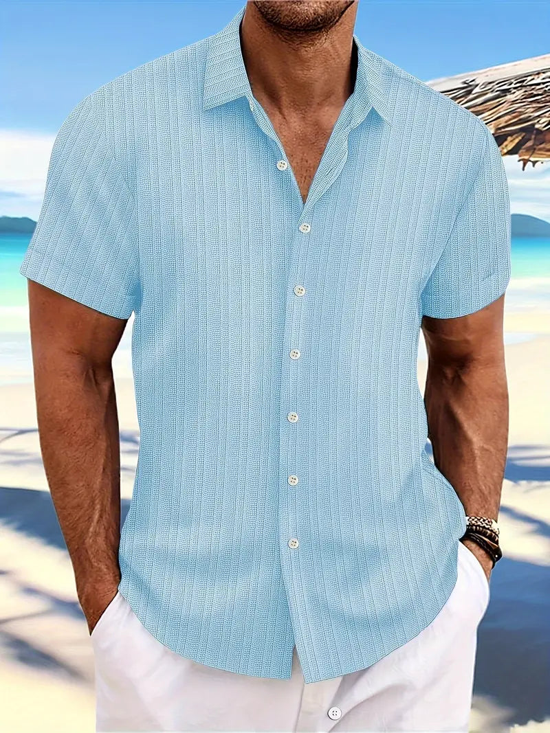 Men's relaxed fit striped shirt in soft breathable fabric with loose casual silhouette