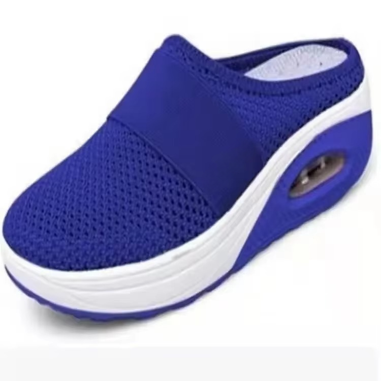Women's orthopedic slip-on walking shoes lightweight breathable mesh platform mules with air cushion sole