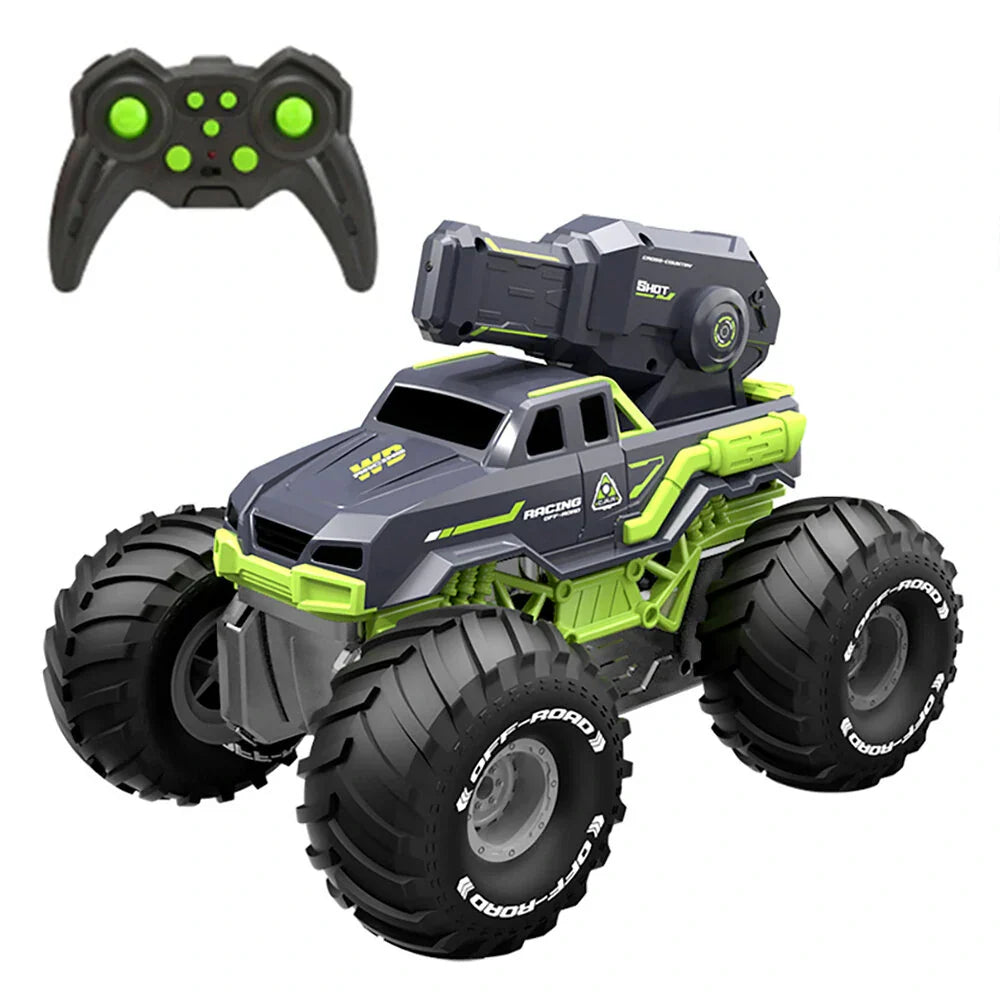 Amphibious RC tank toy with water cannon, dual terrain waterproof crawler for kids outdoor play
