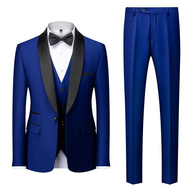 Men's 3-piece suit with bow tie, modern fit, elegant festive style for weddings in refined dark tones