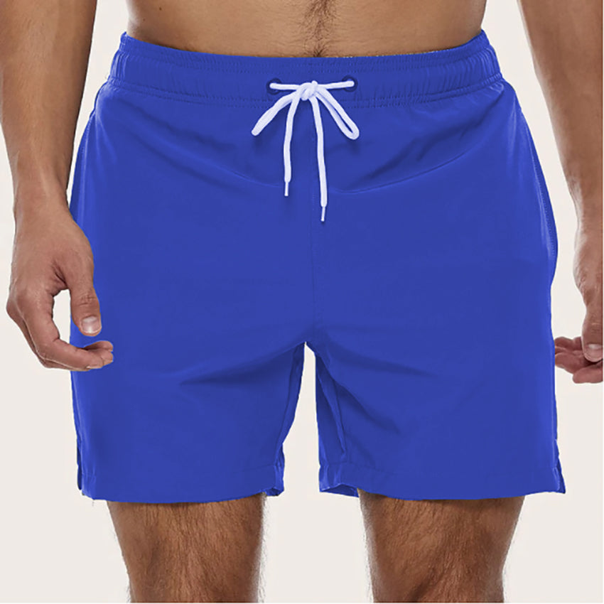 Max men's swim trunks quick-dry elastic waistband drawstring comfort fit beach poolside navy blue