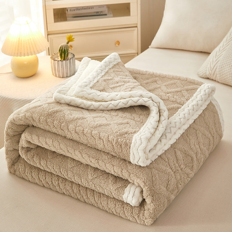 Reversible sherpa fleece throw blanket dual-texture plush design for cozy home warmth and comfort