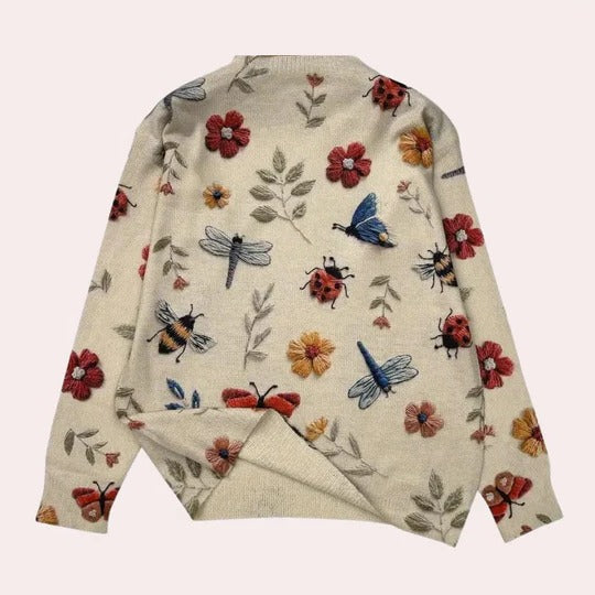 Women's long sleeve round neck sweater clean refined silhouette versatile transitional essential