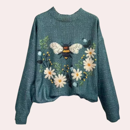 Women's long sleeve round neck sweater clean refined silhouette versatile transitional essential