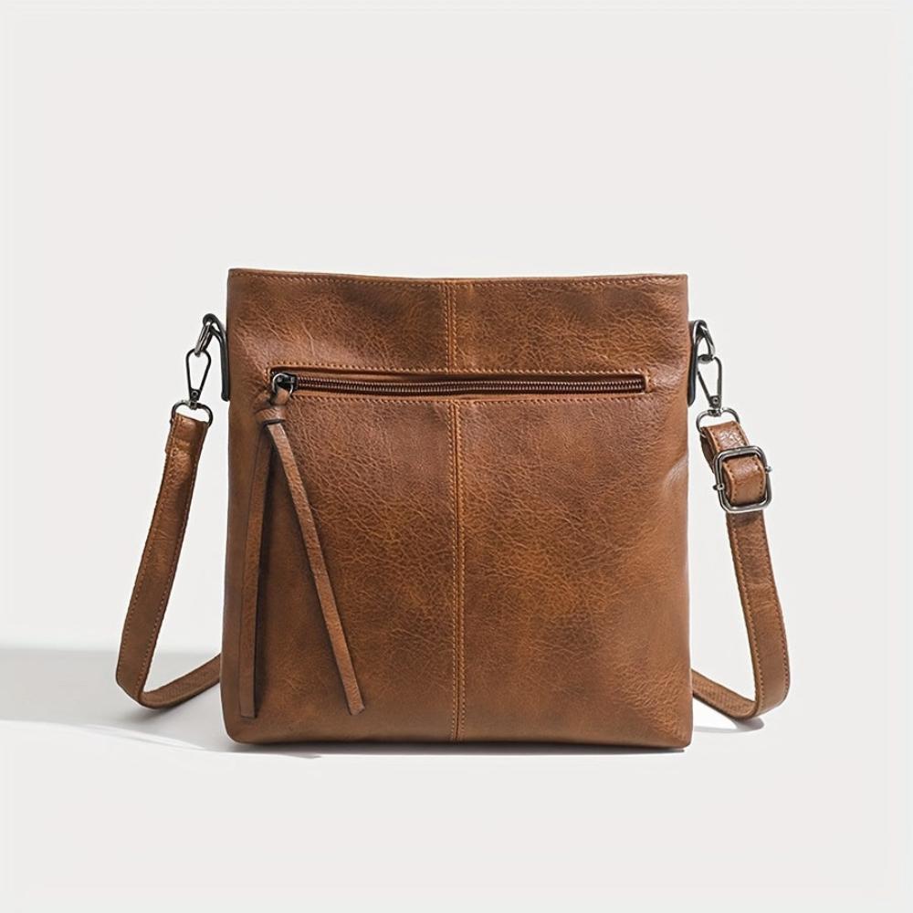 Isabella slim faux leather crossbody bag women adjustable strap exterior zipper silver-tone hardware