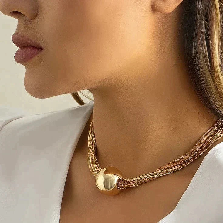 Greta elegant women's necklace silver modern ball centerpiece long-lasting shine premium quality