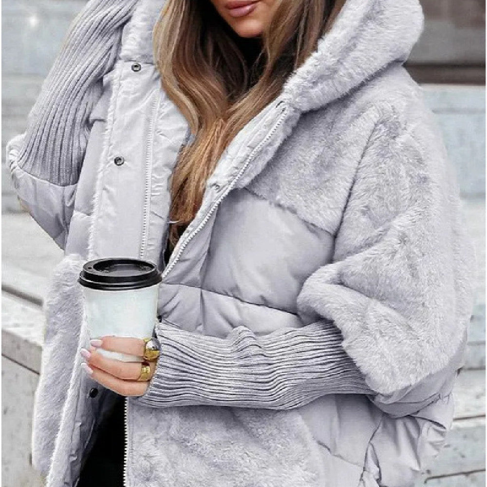 Women's camel cocoon coat loose relaxed fit premium cotton ultra-warm cold weather elegance