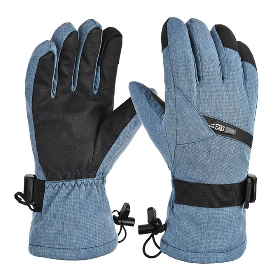 Urbann-Vibe unisex black ski gloves touchscreen-compatible fleece-lined for winter warmth