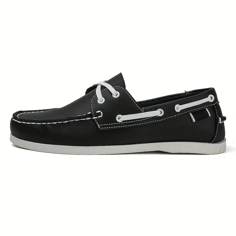Men's classic brown leather boat shoes with premium upper construction and versatile all-day comfort
